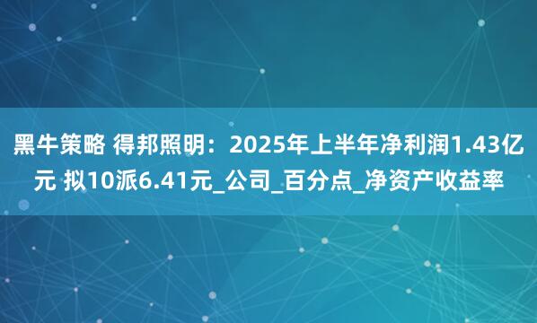 黑牛策略 得邦照明：2025年上半年净利润1.43亿元 拟10派6.41元_公司_百分点_净资产收益率