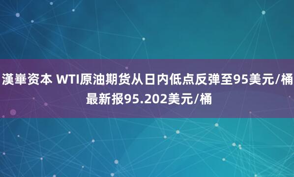 漢崋资本 WTI原油期货从日内低点反弹至95美元/桶 最新报95.202美元/桶
